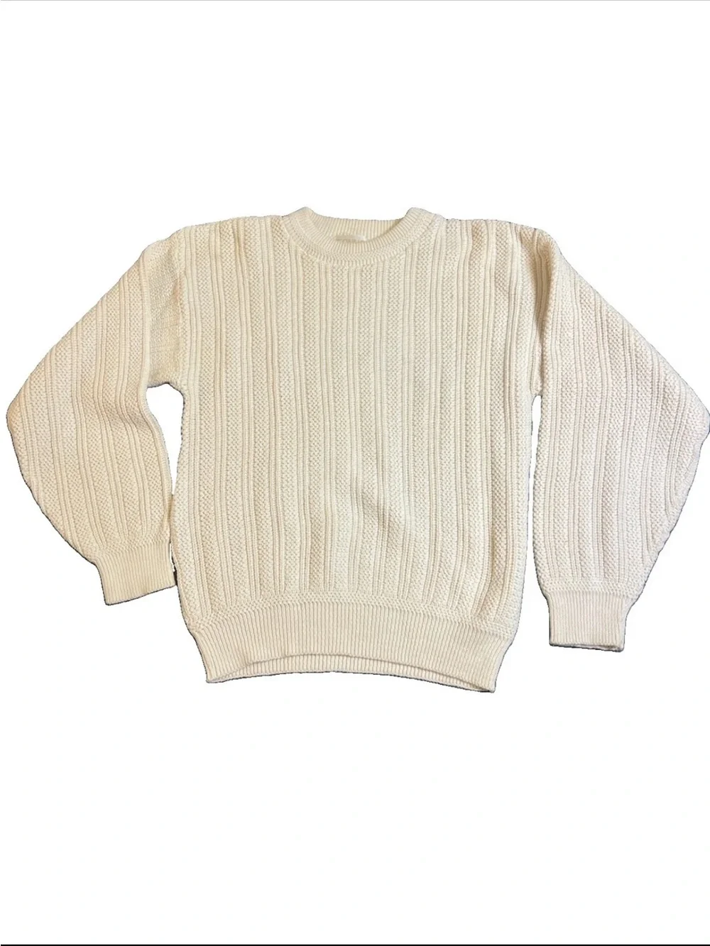 Vintage Equus Fisherman Sweater 100% Cotton Ivory Men’s M Coastal Grandpa